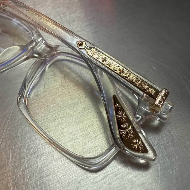 Clear & Gold Cross Glasses