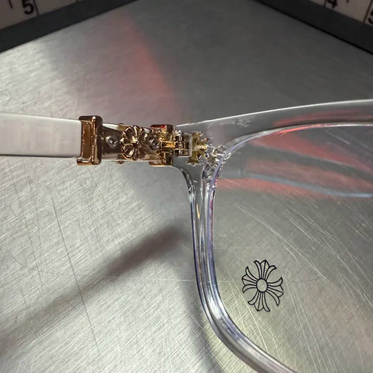 Clear & Gold Cross Glasses