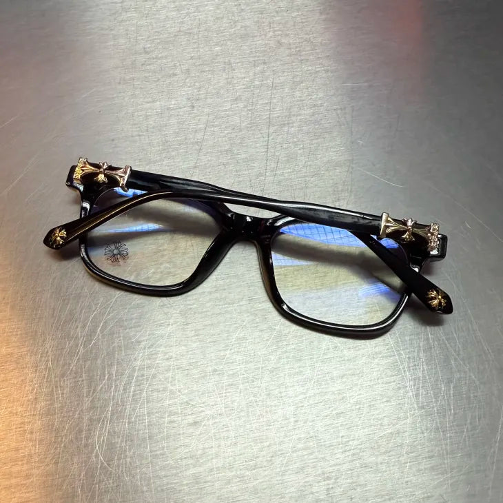 Black & Gold Cross Glasses