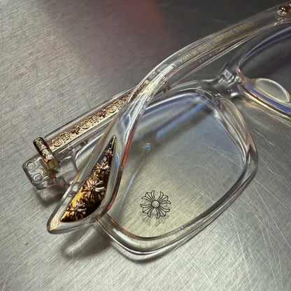 Clear & Gold Cross Glasses