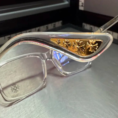 Clear & Gold Cross Glasses