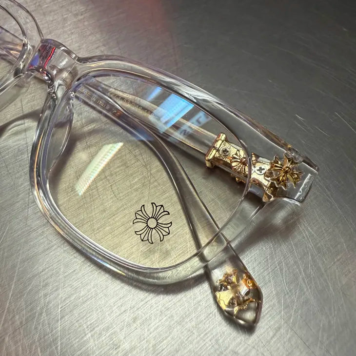 Clear & Gold Cross Glasses