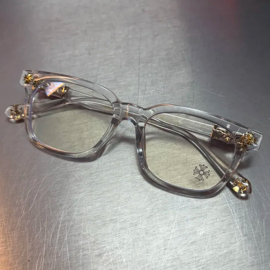 Clear & Gold Cross Glasses