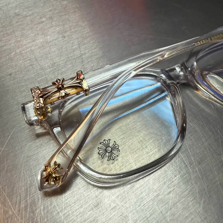 Clear & Gold Cross Glasses