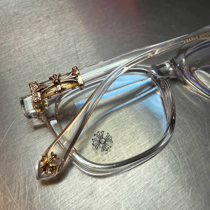 Clear & Gold Cross Glasses