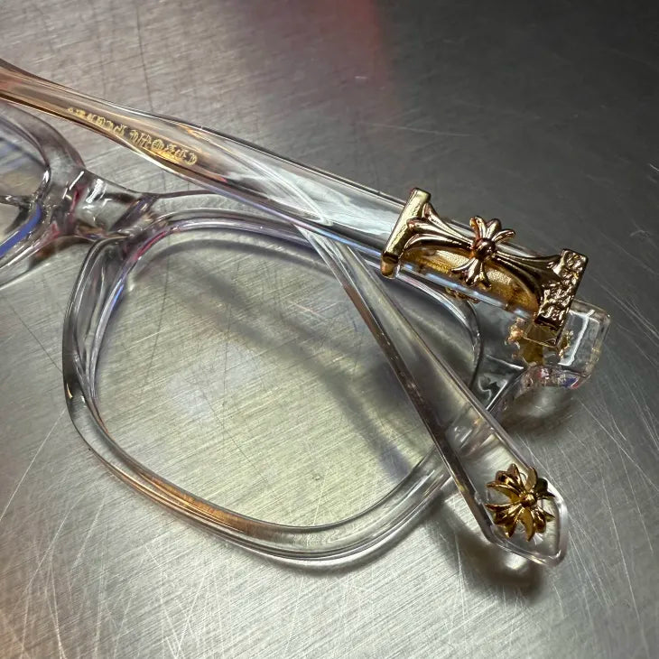 Clear & Gold Cross Glasses