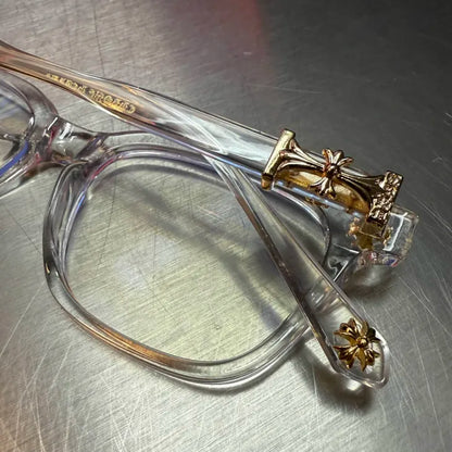 Clear & Gold Cross Glasses