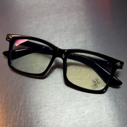 Black & Silver Cross Glasses