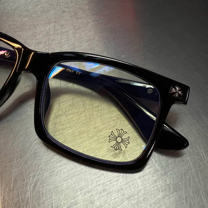 Black & Silver Cross Glasses