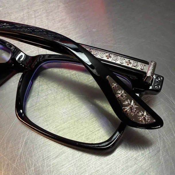 Black & Silver Cross Glasses