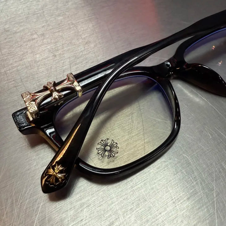 Black & Gold Cross Glasses